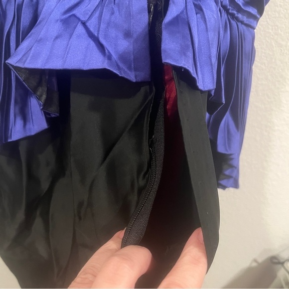 Vintage gem! Neiman Marcus purple/blue black pleated mini dress fits size small - Picture 10 of 15